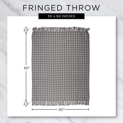 DII Diamond Throw Collection Fringed Woven Cotton Blanket, 50x60, Olive Green