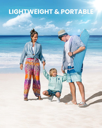 OutdoorMaster Pop Up Beach Tent for 4 Person - Easy Setup and Portable Beach Shade Sun Shelter Canopy with UPF 50+ UV Protection Removable Skylight Family Size - Ocracoke Coast