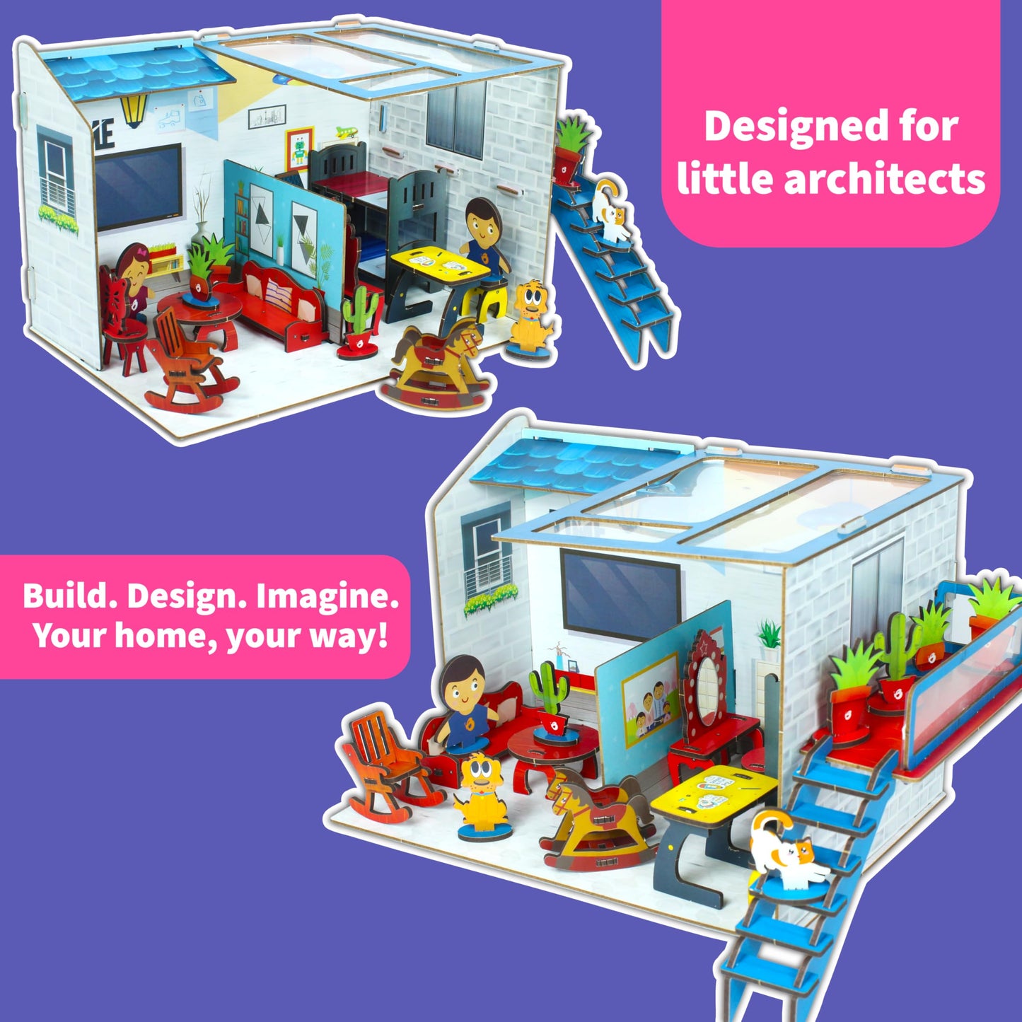 DIY Dollhouse Kit for Girls Ages 5–9 | Miniature House 3D Puzzle with Furniture & Accessories | Build & Play STEM Craft Kit for Girls 5 6 7 8 9 10
