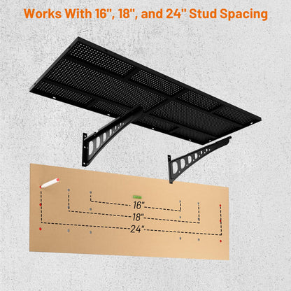 Cuguords 4-Pack 2x3ft Wall Storage Shelves, 1000 Lbs Garage Wall Shelf, Heavy Duty Floating Tool Rack With Complete Install Kit, Black