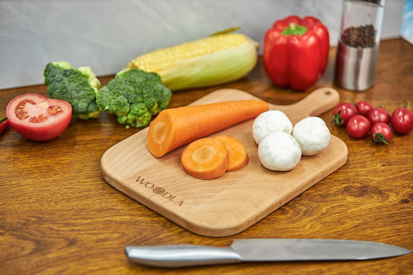Individual Charcuterie Small Wood Cutting Board with Handle, 12.8 x 7.5 Inch (CB-001, Medium)