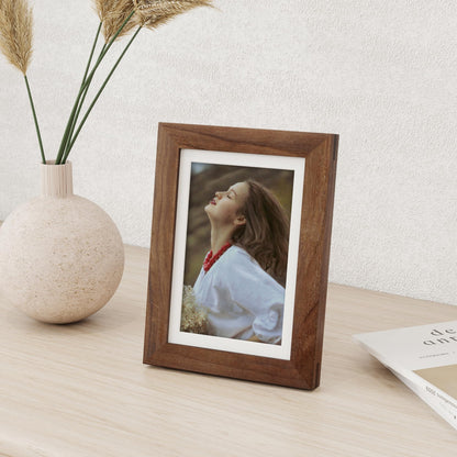 Fun Memories 5x7 Picture Frame, USA-Sourced Walnut Wood Photo Frames with HD Tempered Glass, 5 x 7 Wood Frame Matted to 4 x 6, 5 by 7 Frames for Wall & Tabletop Display, 3 Pack