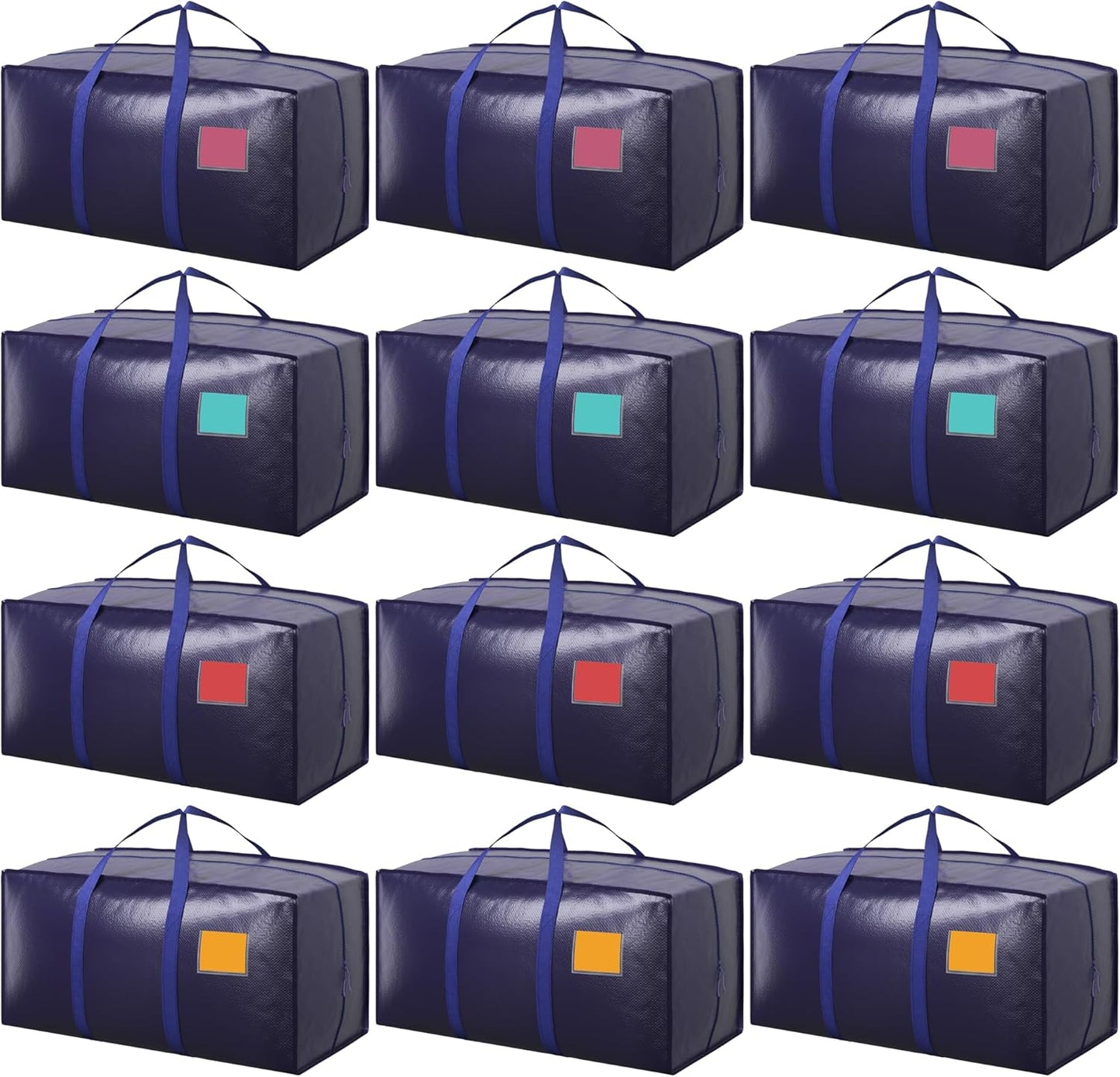 Skiennix 12 Pack Moving Bags - Extra Large 93L Heavy Duty Waterproof Storage Totes | Dark Blue for Home Organization & Moving