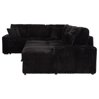Coaster Home Furnishings - Devonshire - Sleeper Sectional Sofa with Pop-Up Sleep Surface, Storage Chaise, Three Accent Pillows and Pull-Out Bed - Living Room - Black - 511049