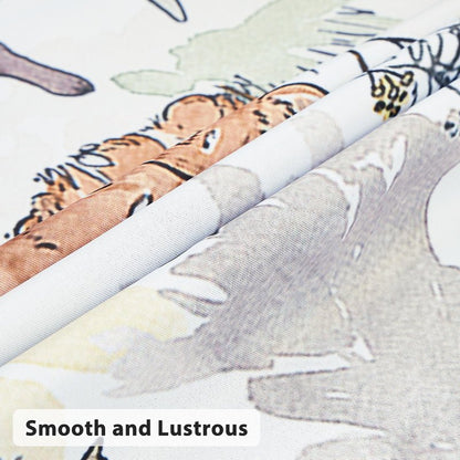 GICDSU Kids Blackout Curtains for Nursery, Boy's Woodland Animal Print Curtains for Bedroom, Cartoon Room Darkening Window Drapes 2 Panels Set, White, 42W x 84L
