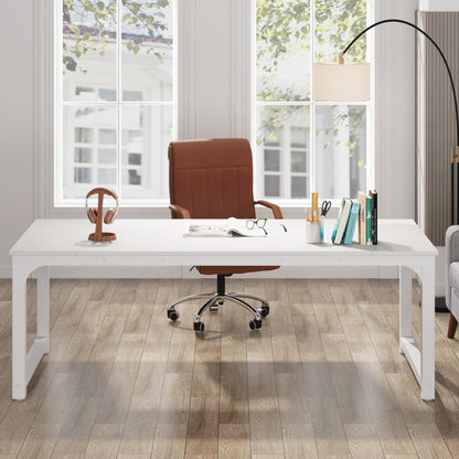 Tribesigns Modern Computer Desk, 78.7 x 39.4 inch X Large Executive Office Desk Computer Table Study Writing Desk Workstation for Home Office,White
