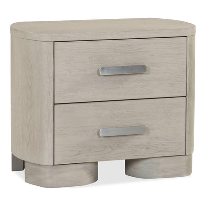 Furniture of America Nainsted Modern Contemporary Solid Wood 30-inch 2-Drawer Nightstand with USB Ports, Rounded Feet, Cedar Bottom Drawer, Easy Assembly for Bedroom, Guest Room, White Oak