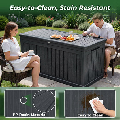 Cirui 320 Gallon Deck Box, Lockable Waterproof Storage Box, Outdoor Storage Bin for Package Delivery, Patio Cushions, Gardening Tools，Pool Accessories and Sports Equipment (Black,320 Gallon)