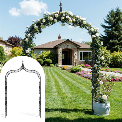 Meyrines Metal Garden Arbor, 102.36” Tall Wrought Iron Archway for Climbing Plants & Flowers, British-Style Garden Trellis (Black)
