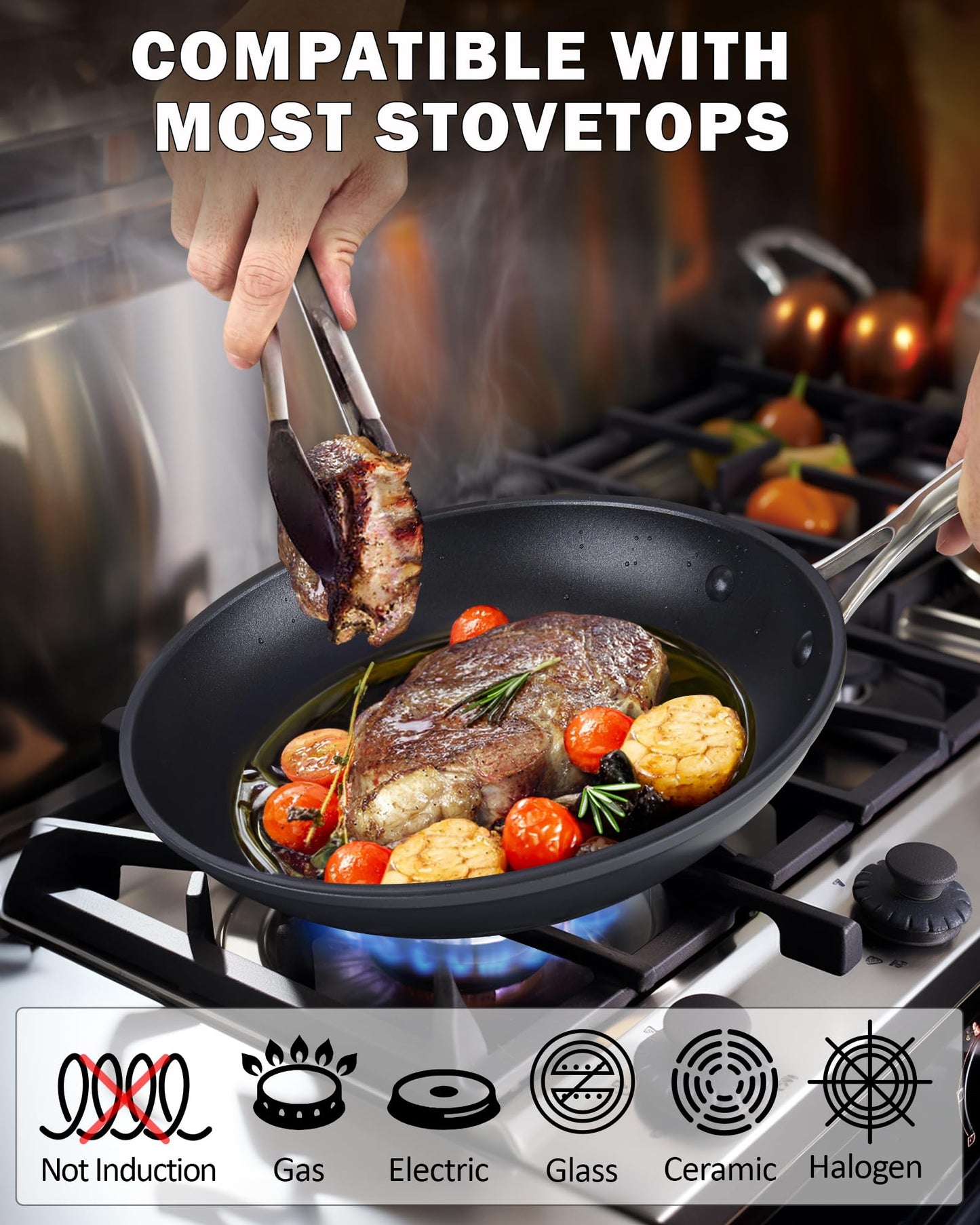 Cooks Standard Frying Omelet Pan, Classic Hard Anodized Nonstick 8-Inch/20cm Saute Skillet Egg Pan, Black