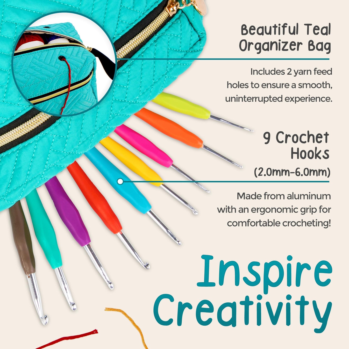 Hikiyose Crochet Kit for Beginners Adults - Crochet Accessories with 12 Soft Crochet Yarn Set, 9 Hooks, Storage Bag, Blue Whale Video Tutorial - Easy Crochet Kit for Beginners Kids, Hobbies for Women