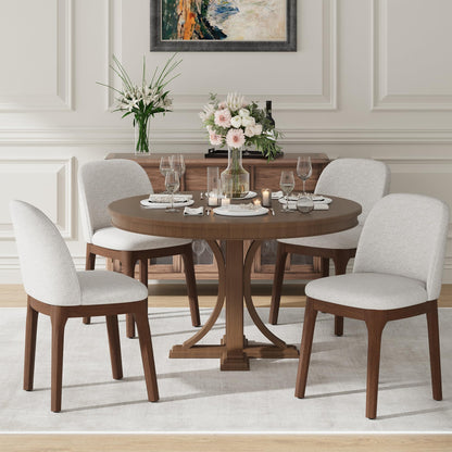 MALOL Wooden Dining Chairs Set of 4, Upholstered Kitchen & Dining Room Chairs with Thickened Wooden Legs, Farmhouse Side Chairs, Beige