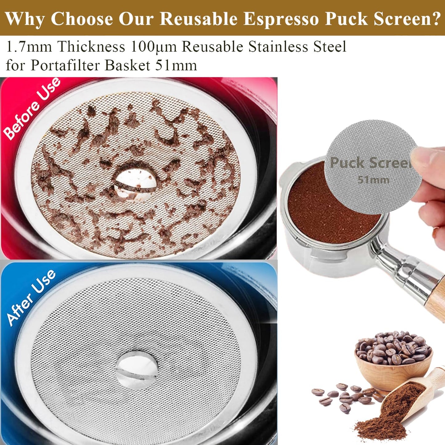 51mm Espresso Tamper Espresso Accessories Kit: Espresso Tamper Set, Coffee Tamper Espresso Tools Barista Tools | Espresso Kit Fits Espresso Coffee Machines of 51mm Portafilters