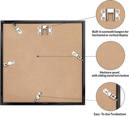 LaVie Home 10x10 Picture Frame - Classic Black Frame with HD Plexiglas for Wall Display