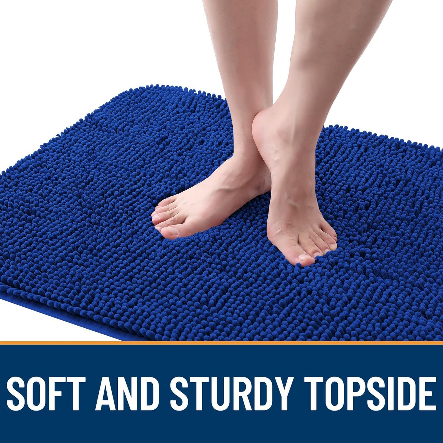 OLANLY Dog Door Mat - Absorbent Non-Slip Chenille Mat for Muddy Paws | 47x20 Royal Blue Indoor Carpet