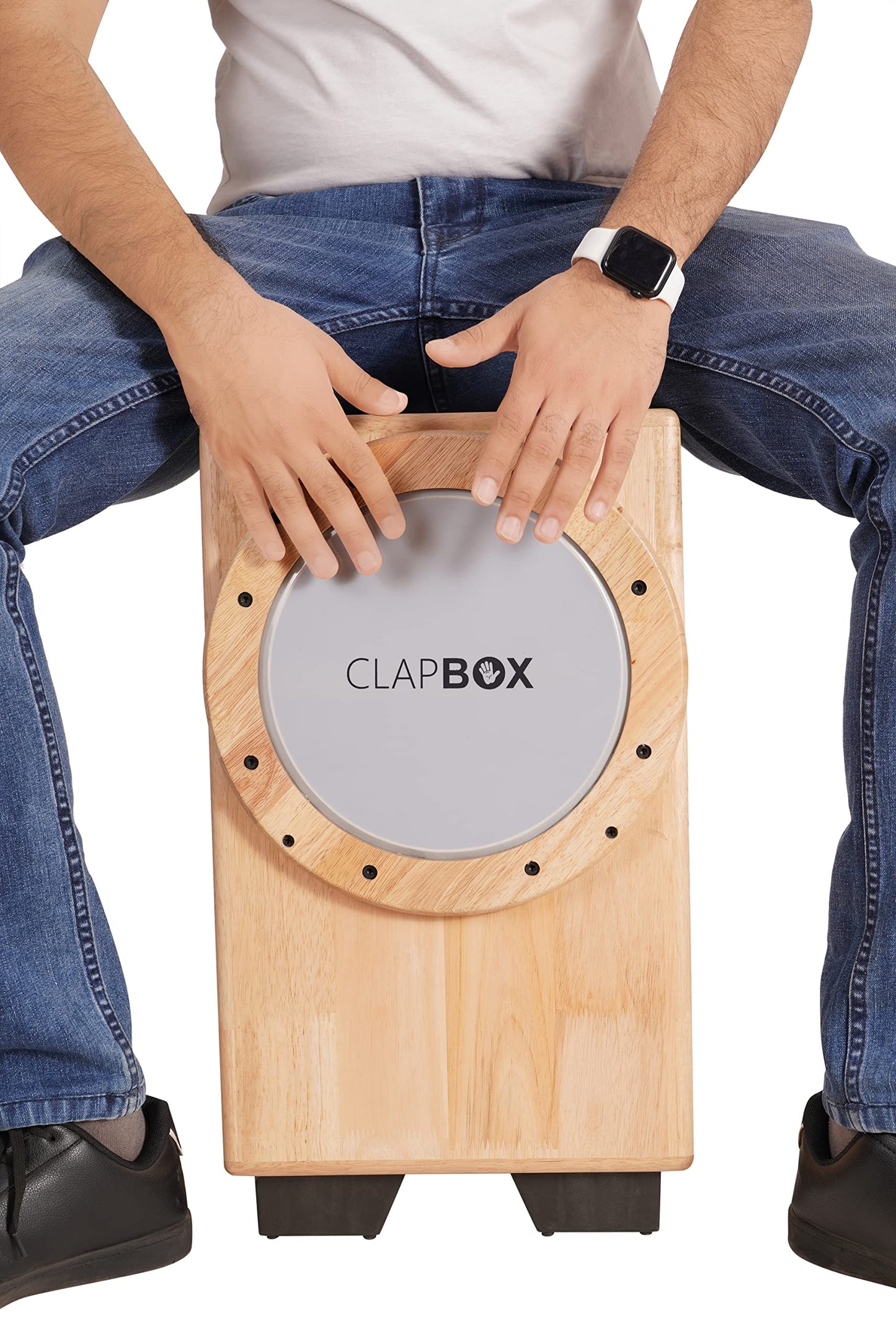 Clapbox Cajon Drum Birch Wood (Full Size) - NOT MADE IN CHINA - 3-in-1 - Cajon + Bongo + Darbuka | Most Popular Percussion Brand Online (Natural, Cajembe)