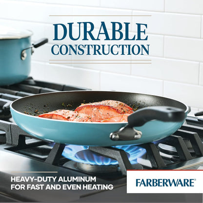 Farberware Cookstart DiamondMax Nonstick Frying Pan/Skillet, 12 Inch, Dishwasher Safe, Aqua