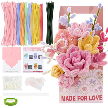 ERNTRNL Pipe Cleaners Craft - Pipe Cleaners Flower Bouquet Supply Kit for Craft Art Project Activity, Birthday Mother’s Day Graduations Anniversaries Gifts