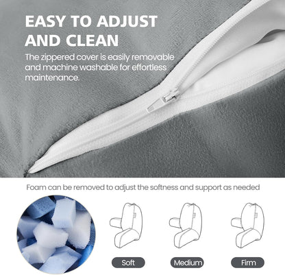 Yagamo Reading Pillow with Adjustable Memory Foam,Adult Backrest with Arms, Back Pillow for Sitting in Bed