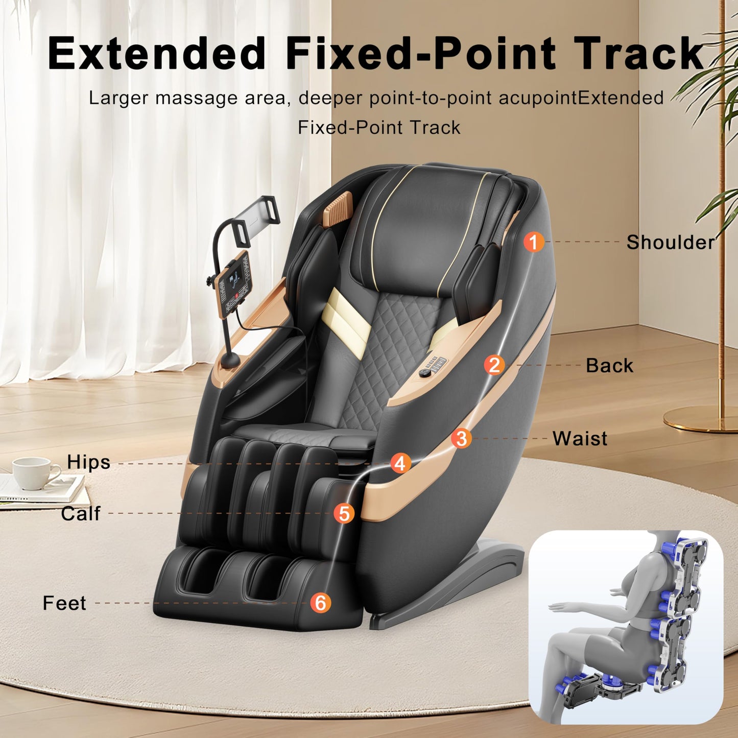 LIYIH Massage Chair Full Body, Zero Gravity Massage Recliner with 12 Fixed Casters, Full Body Airbag Massage, Waist and Leg Heating, Automatic Retractable Footrest, AI Voice Control