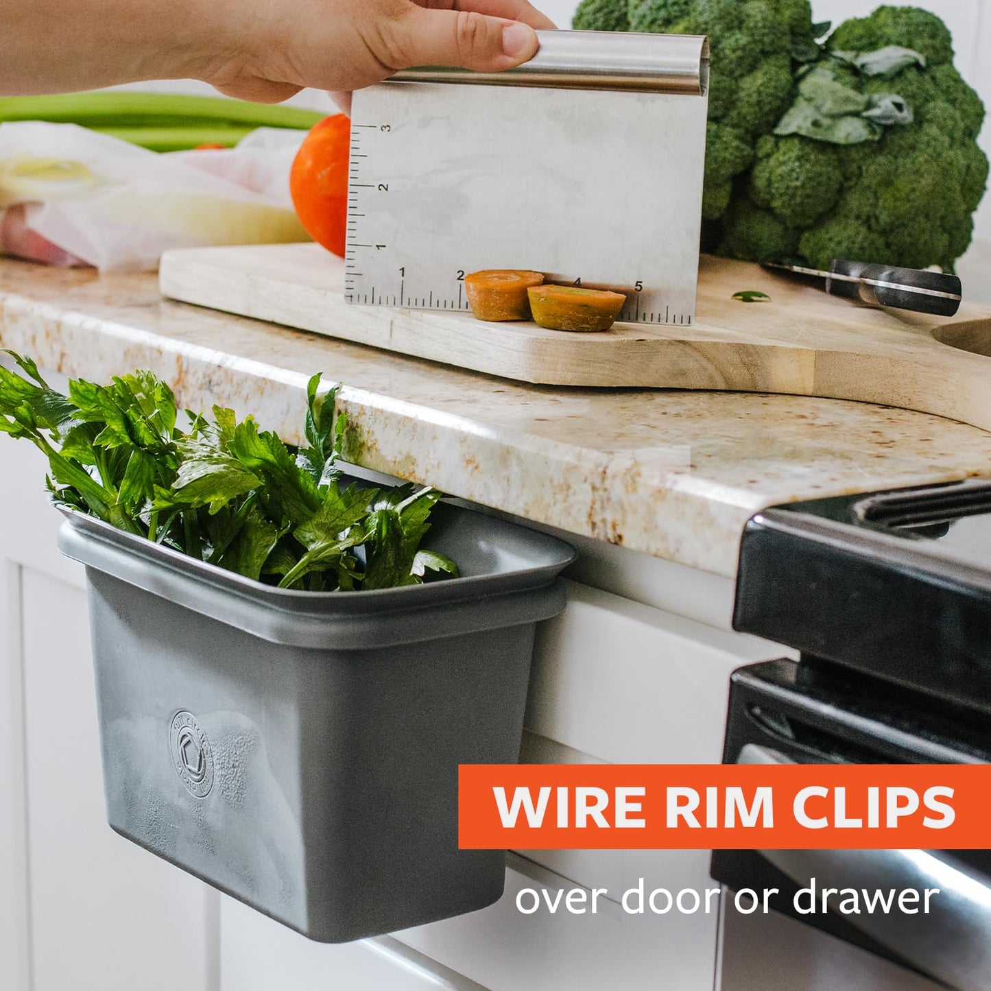Full Circle Scrap Happy, Food Scrap Collector and Freezer Compost Bin - Hanging Kitchen Countertop Bin for Fruit and Vegetable Waste, Fits in Freezers, Slate