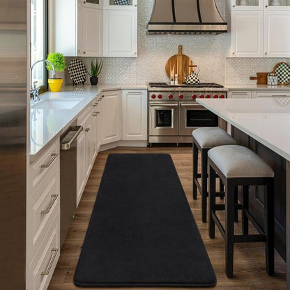 Amearea Modern Soft Hallway Runner Rug - 2x6 Feet Washable Non-Slip Memory Foam | Black Fluffy Carpet for Bedroom & Living Room Decor