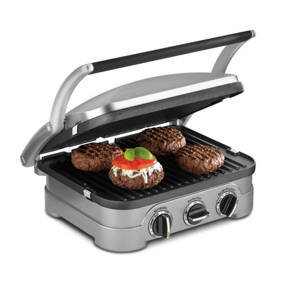 Cuisinart Griddler Indoor Grill, Panini Press, Sandwich Maker & More, 5-in-1 Grilling, Dishwasher-Safe Nonstick Cooking Plates, GR-4NNAS, Stainless Steel