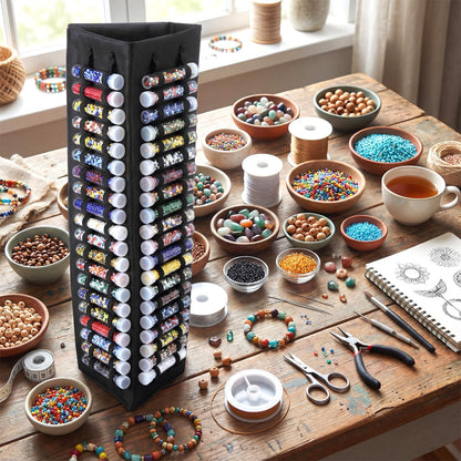 Singhoow Beads Organizer Set Include Bead Tube Pouch with 72 Pcs Clear Plastic Bead Tube, 2.95 Inch Long Tubes Storage Organizer Container Set for Jewelry Making Bath Salts Storage