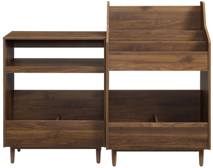 Crosley Furniture Liam 2-Piece Turntable Record Player Stand and Vinyl Storage, Mid Century Modern, Walnut