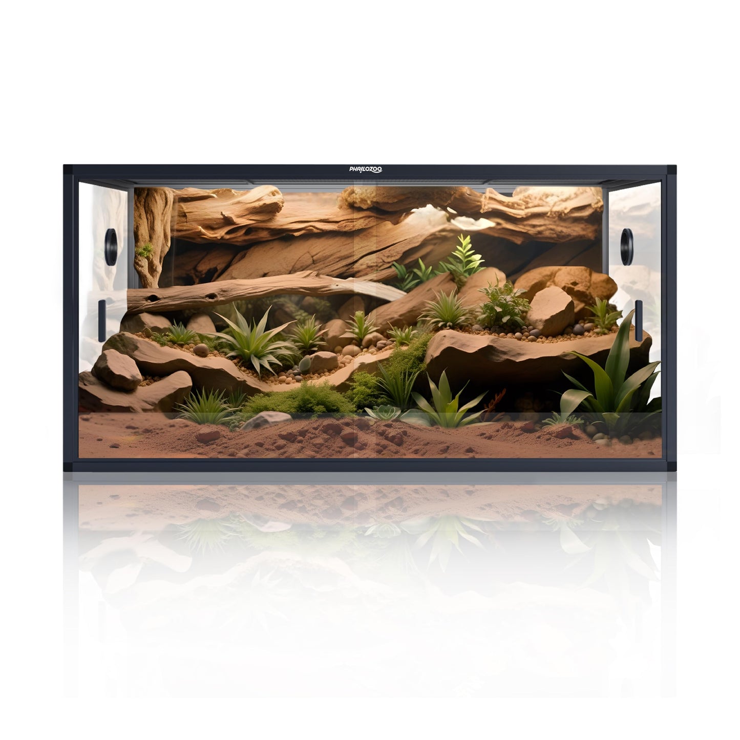Phailozoo 120 Gallon Bearded Dragon Tank,48" x 24" x 24" Reptile Tank with Sliding Door Top Screen Ventilation, Front Opening Reptile Enclosure for Easy Maintenance