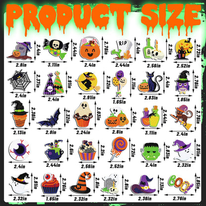 Motipuns 30 Pcs Luminous Halloween Diamond Painting Magnets Kits Glow in The Dark Diamond Art Fridge Magnet Refrigerator Sticker for Beginners Kid Adults Home Decors DIY Art Craft Gifts