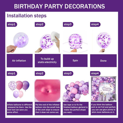 Purple Butterfly Birthday Decorations Balloon Arch Kit - Glitter Butterfly Party Supplies with Garland, Backdrop, Centerpieces for Women Girls Birthday Party Decor