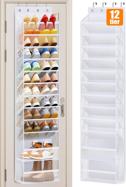 12 Closet 24 MISSLO Tier Over the Door Shoe Organizer Large Capacity Hanging Shoe Rack for Storage Narrow Sneaker