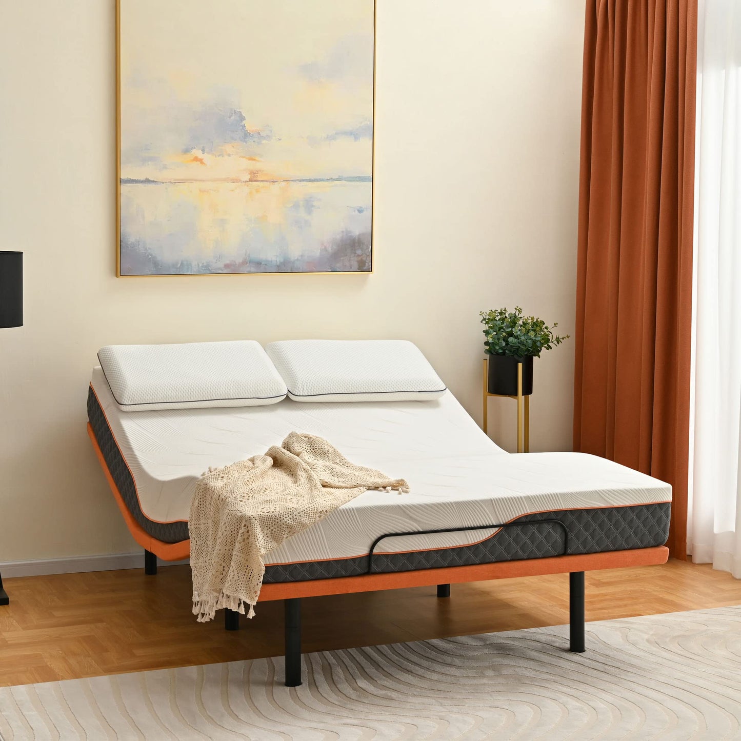 ESHINE Adjustable Bed Frame Queen - Easy to Install in 5 Minutes, Adjustable Bed for Massage, Zero Gravity, Under Bed Lights, Wireless Remote, Foot&Head Incline, Smart Bed, 3000 Premium Series