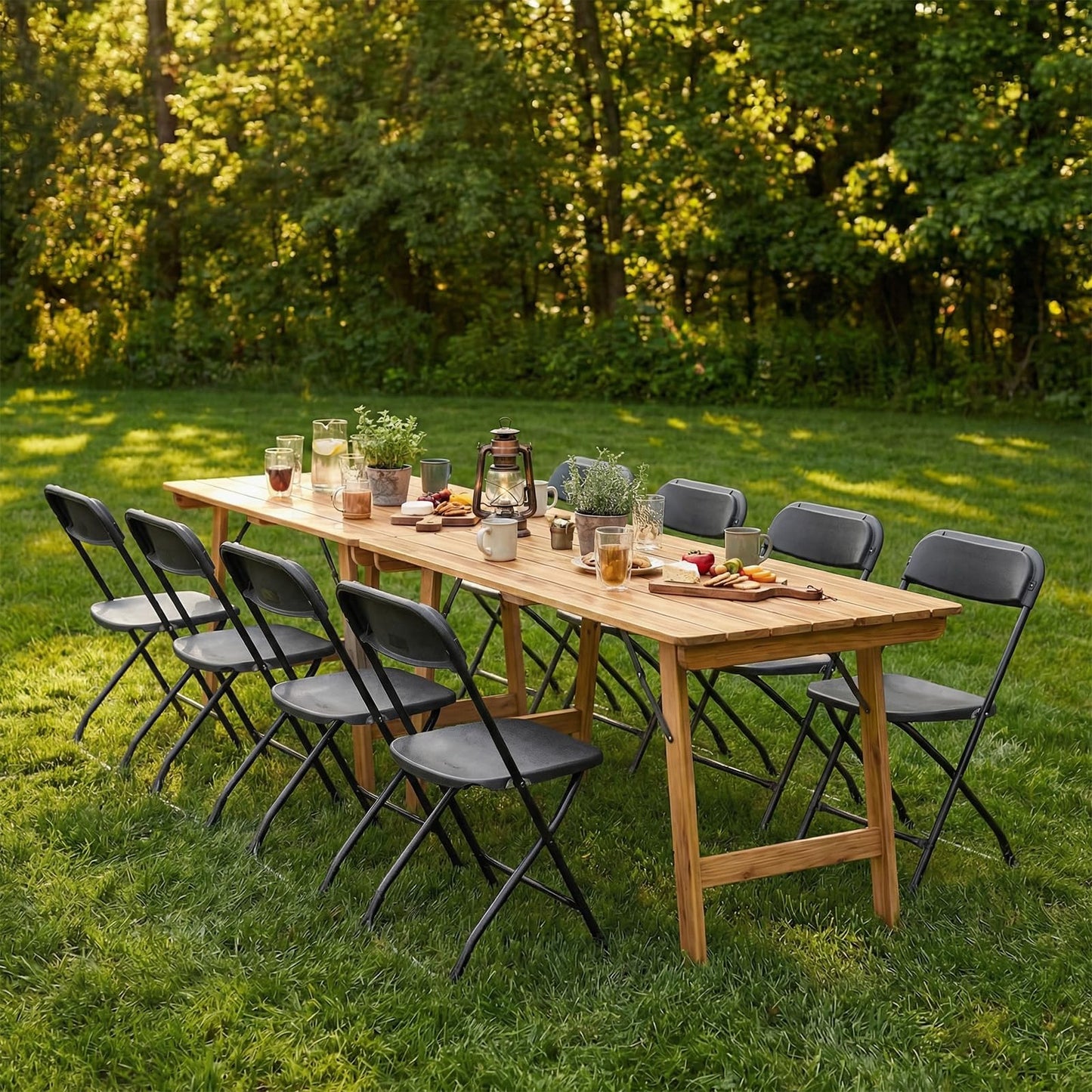DUMOS Folding Chairs Sets of 10, 330lbs Plastic Stackable Portable Patio Dining Sets, Fold Up for Indoor Outdoor, Camping, Garden, Party, Meeting, Black