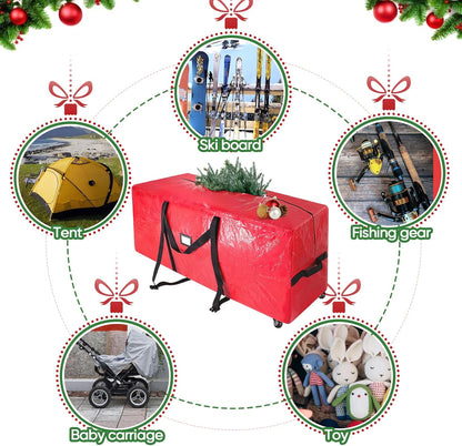 BALEINE Rolling Christmas Tree Storage Bag - 7.5 ft Heavy Duty with 2 Swivel Wheels & Reinforced Handles | Green