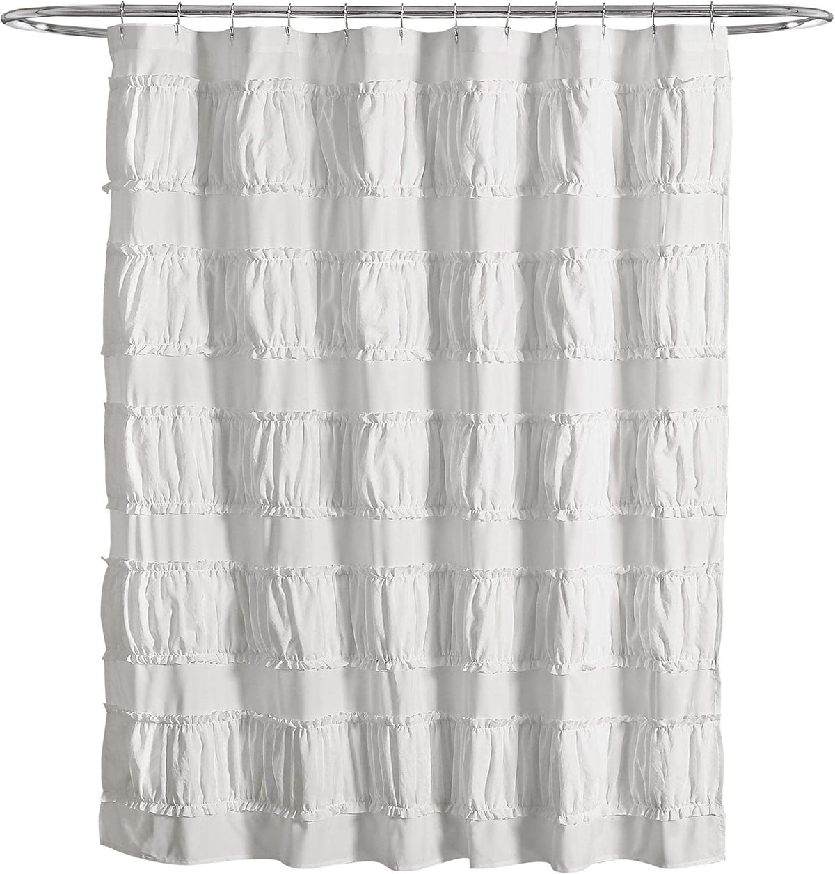 Lush Decor White Nova Ruffle Shower Curtain - 72" x 72"