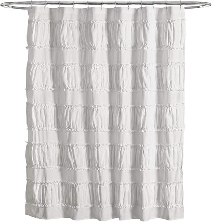 Lush Decor White Nova Ruffle Shower Curtain - 72" x 72"
