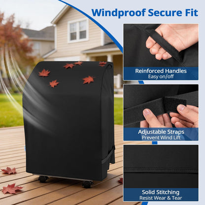 SunPatio 2 Burner Gas Grill Cover 32 inch, Heavy Duty Waterproof Small BBQ Grilling Cover, Compatible for Weber Char-Broil Nexgrill and More Grills with Collapsed Side Tables, All Weather Protection
