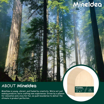 MineIdea 12 Pack Unfinished Gothic Arch Wood Plaque, 5” x 7” Basswood Shield Plaque Unfinished Wooden Arch Crafts DIY Gothic Wood Surface for Woodburning DIY Project Crafts