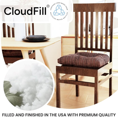 Klear Vu Gripper Overstuffed Universal Non-Slip Dining Chair Cushions, 2 Count for Kitchen Decor, Chenille Chocolate
