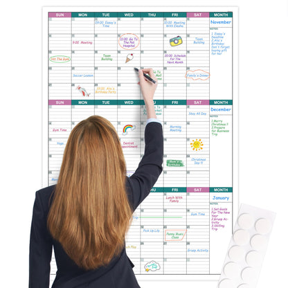 Large Dry Erase Calendar for Wall - Undated 3 Month Wall Calendar, 28" x 40"(Vertical), Wall Calendar Dry Erase for Home, Office, Classroom