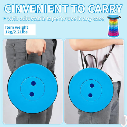 VECELO Telescoping Folding Stool - Portable Collapsible Design | 400lbs Capacity, Rainbow Blue
