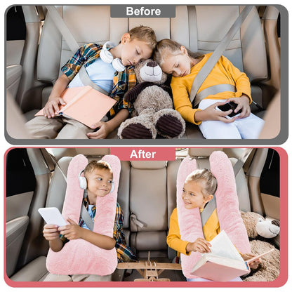 2 Hoteam Pcs Travel Pillow Car Sleeping Kid Neck U Shaped for The Back Seat Adults Children Head and Body Support Long