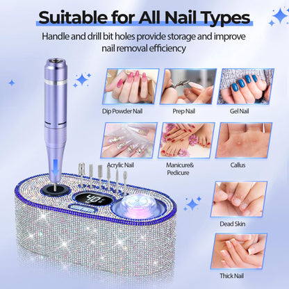 40000RPM Electric Nail File Drill Professional Kit, Drill Machine with LCD Display, Manicure Pedicure Polishing Acrylic Gel Nail Grinder for Salon, Home Use