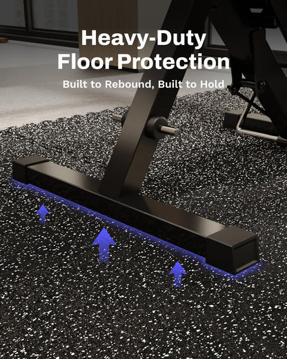 AIRHOP 0.56in Thick 120 Sq Ft Exercise Equipment Mats, 30 Tiles Upgraded Rubber Top with High Density EVA Foam, Large Interlocking Puzzle Gym Flooring for Home Gym, Heavy Weight Workout, 24 x 24in