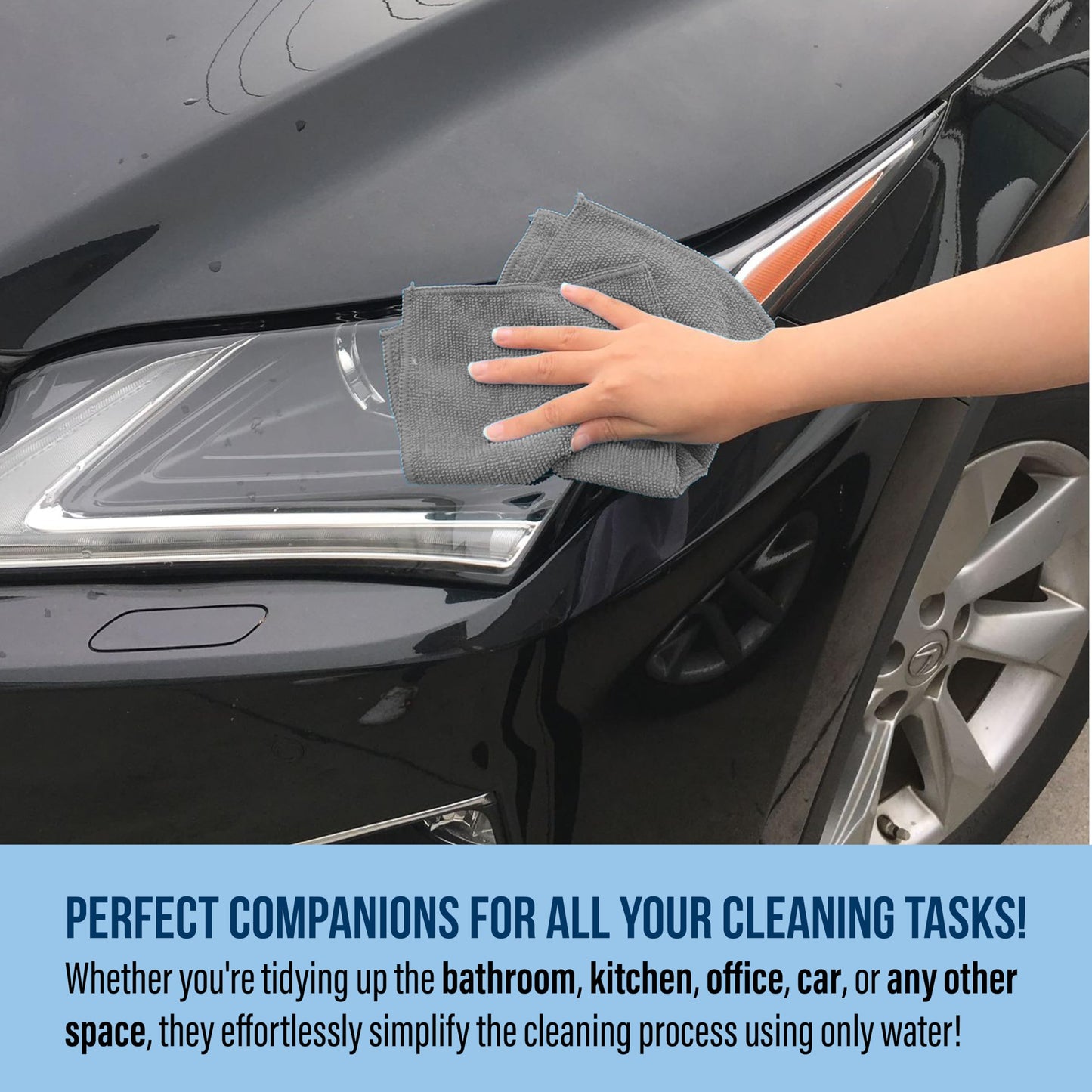 GREEN LIFESTYLE Microfiber Cleaning Cloth 11.5" x 11.5" 150 Pack - Edgeless Microfiber Towels for Cars, Cleaning Rags, Lint Free Car Microfiber Towel, Reusable Cleaning Cloths for House, Garage (Grey)
