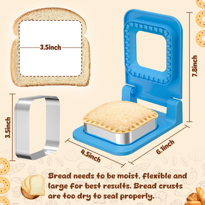 HiYZ Sandwich Cutter and Sealer - Square Stainless Steel Decruster Sandwich Maker - Peanut Butter and Jelly Crustless Sandwich Bread Pancake Maker Cookie Cutter for Kids Children Boys Girls