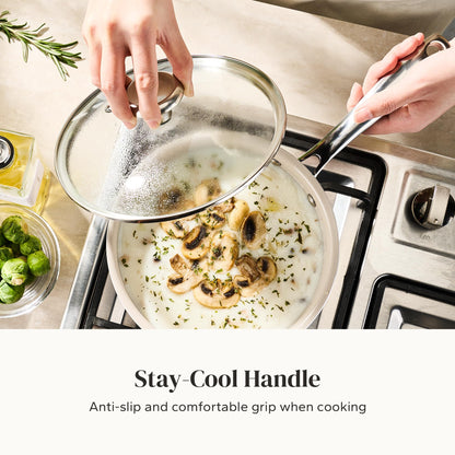 Redchef Non-stick Stock Pots Set 5QT, Sauce Pan with Lids(2.5QT, 3.5QT) Multifunctional Kitchen Cookware Sets, Non Toxic with Stay Cool Handle, PTFE & PFAS & PFOA Free, Dishwasher/Oven Safe (Blue)