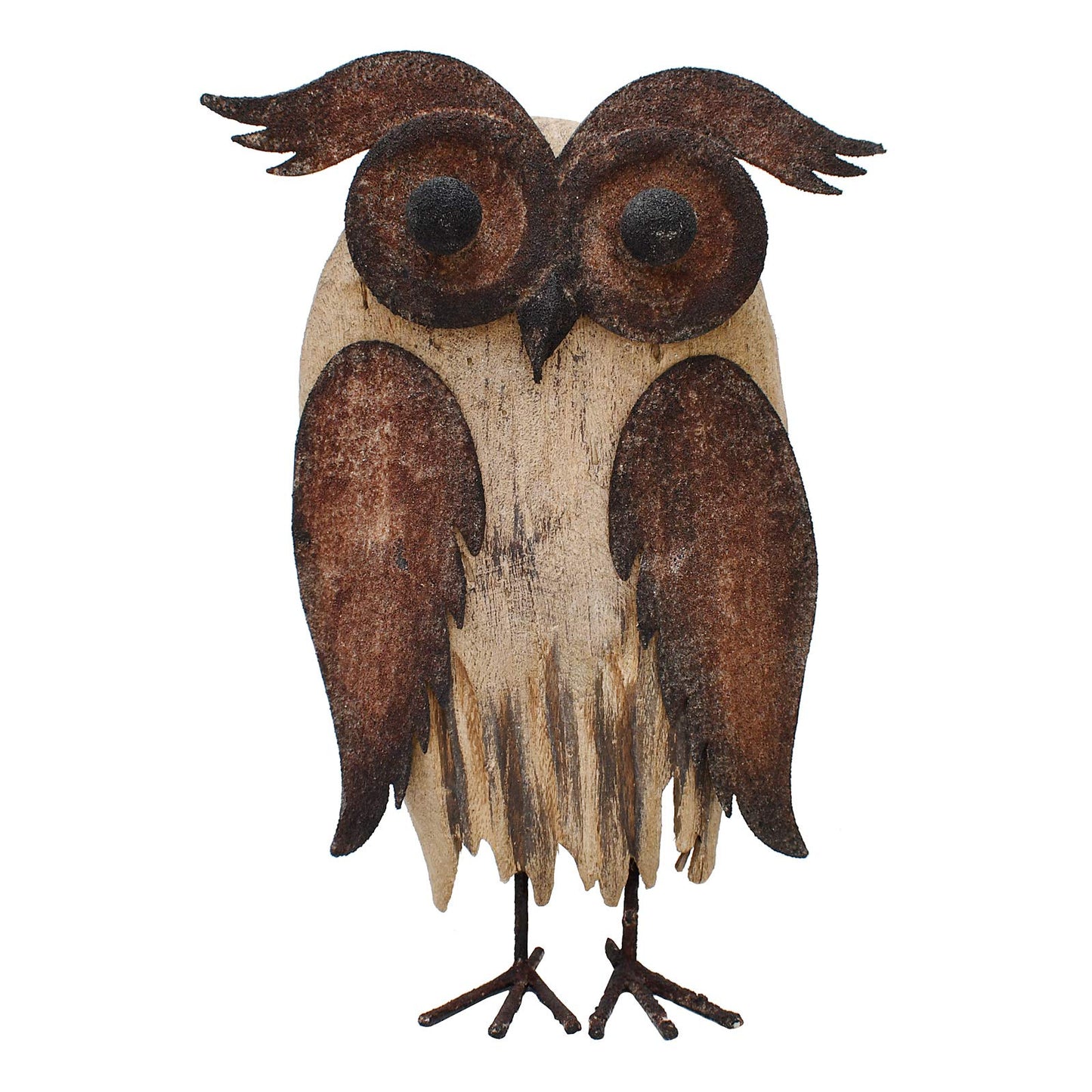 E-view Rustic Owl Figurines Decor Animal Statue for Home - Wooden Stand Owl Sculptures Decorations for Living Room Bedroom - Shelf Decoration Decorative Tabletop Collection (Owl A)